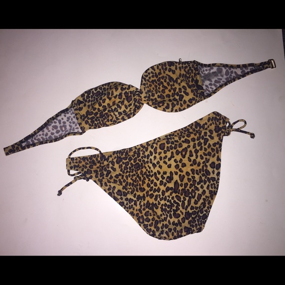 Victoria’s Secret Strapless Leopard Bikini Swim Wear - Picture 3 of 8
